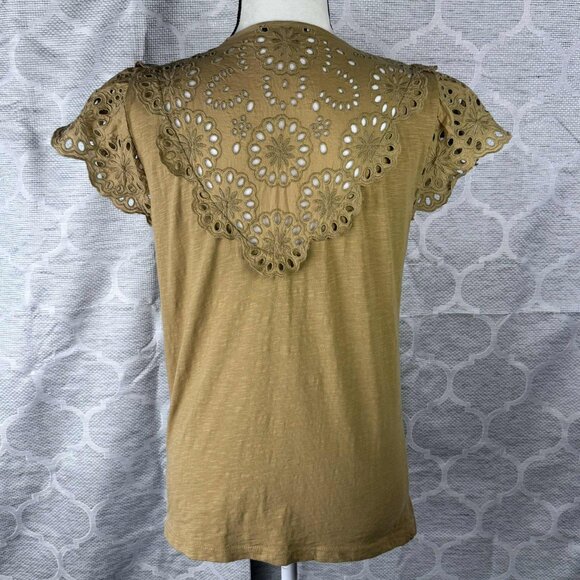 🌼 J.Crew Eyelet Embroidered Flutter Sleeve Top - Small - Picture 4 of 7